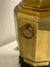 Load image into Gallery viewer, Vintage Wildwood-Style Brass Hexagonal Lamp with Ring Handles on Wood Base