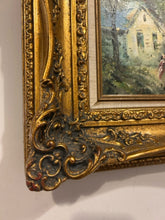 Load image into Gallery viewer, Original Oil in Gold Frame of Mediterranean Village by Xavier Rabous, signed