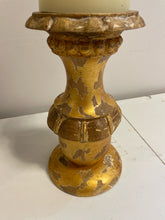 Load image into Gallery viewer, Pair of Distressed Gold Candleholders with Candles from Pottery Barn