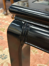 Load image into Gallery viewer, Black Lacquered Rosewood Ming Style Beveled Glass Top Accent Table