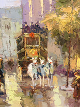 Load image into Gallery viewer, Large Original Oil Painting of European Street Scene by Sung, signed