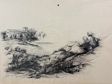Load image into Gallery viewer, Framed Original Ink Drawing/Etching of Casadonna (Abruzzo, Italy), signed
