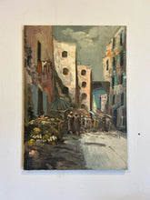 Load image into Gallery viewer, Vertical Vintage Oil of European Village Scene II