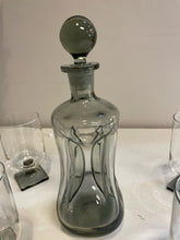 Load image into Gallery viewer, Vintage Kluk Kluk Decanter with 6 Smoked Crystal Glasses