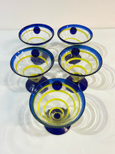 Load image into Gallery viewer, Six Blue & Yellow Glass Royal Caribbean Martini Glasses from Kosta Boda