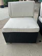 Load image into Gallery viewer, NEW Pair of Woven  Outdoor Chairs with Cream Cushions