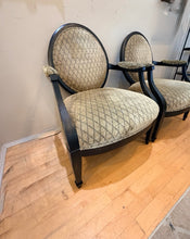 Load image into Gallery viewer, Pair of Tan & Black Upholstered Arm Chairs