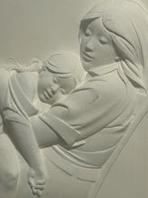 Load image into Gallery viewer, Vintage Framed Cast Paper Relief "Mother & Child 1982" by Bruno Lucchesi, signed & numbered 1/50