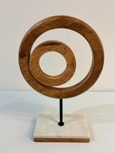 Load image into Gallery viewer, Mango Wood Abstract Circular Sculpture on Marble Base