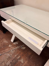 Load image into Gallery viewer, White Parsons Style Writing Desk with Glass Top