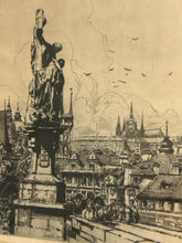 Load image into Gallery viewer, Framed Etching of Charles Bridge, Prague Czech Republic 1935, signed