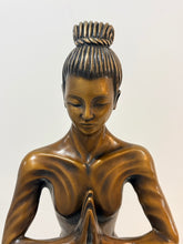Load image into Gallery viewer, Bronze Yoga Pose Sculpture on Marble Base by Kimber Beibiger, signed