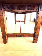 Load image into Gallery viewer, Vintage Wood Dining Table with Floral Carvings