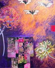 Load image into Gallery viewer, Original Acrylic "Three Chrysanthemums and Kimono" by Ian Baker Johnson, signed