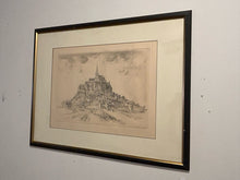 Load image into Gallery viewer, Framed Copper Engraving "Le Mont Saint Michel," signed & stamped