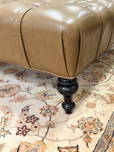 Load image into Gallery viewer, Large Olive Green Tufted Leather Ottoman