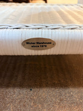 Load image into Gallery viewer, Pair of White Wicker Nightstands with Glass Tops