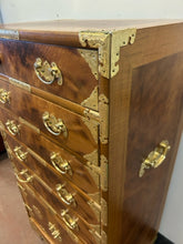 Load image into Gallery viewer, Vintage Grained Burl Elm Wood Bandaji (Scholars Chest) with Ornate Brass Mounts