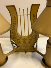 Load image into Gallery viewer, Pair of Vintage Lyre Shaped Metal Sconces