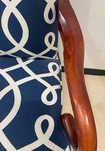 Load image into Gallery viewer, Blue And White Upholstered Arm Chair
