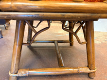 Load image into Gallery viewer, Game/ Dining Table,4 MCM Bamboo Style Arm Chairs with Orange Upholstered Cushions