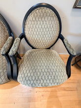 Load image into Gallery viewer, Pair of Tan & Black Upholstered Arm Chairs