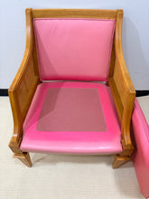 Load image into Gallery viewer, Pair of Vintage MCM Cane and Pink Leather Arm Chairs from Marden Furniture