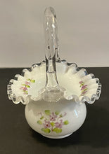 Load image into Gallery viewer, "Violets in the Snow" Silvercrest Basket from Fenton