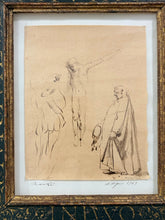 Load image into Gallery viewer, Framed Vintage Disegno (Etching) of Crucifixion Scene, signed (1943)
