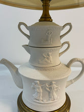 Load image into Gallery viewer, MCM Porcelain Teapot Set Lamp on Brass Base
