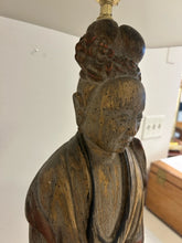 Load image into Gallery viewer, Chinese Gold Gilt Figural Lamp with Carved Finial