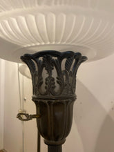 Load image into Gallery viewer, Vintage Torchiere Floop Lamp with Glass Shade, 3 way Switch from Marshall Fields
