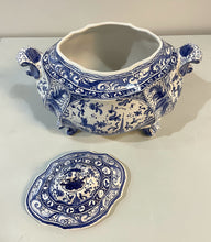 Load image into Gallery viewer, Hand Painted Blue and White Tureen made in Portugal