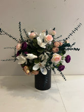 Load image into Gallery viewer, Custom Silk Flower Arrangement in Black Metal Container
