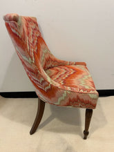 Load image into Gallery viewer, Pair of Orange & Cream Chevron Pattern Upholstered High Back Chairs