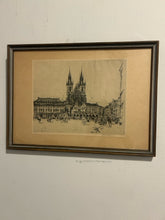 Load image into Gallery viewer, Framed Etching of the Church of Our Lady, Prague Czech Republic, signed