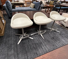 Load image into Gallery viewer, Three Swivel Counter Stools with Metal Base & Foot Rest in Cream Faux Leather Vinyl from Cumberland