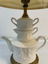 Load image into Gallery viewer, MCM Porcelain Teapot Set Lamp on Brass Base