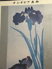 Load image into Gallery viewer, Framed Poster, Japanese Woodblock Print "Moorhens and Iris" by Ohara Koson