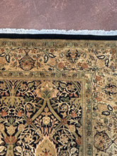 Load image into Gallery viewer, 100% Wool Black, Tan & Green Area Rug