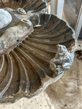 Load image into Gallery viewer, Vintage Cast Metal Fountain with Cherub and Frogs on Shell Shaped Basin & Pedestal