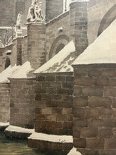 Load image into Gallery viewer, Framed Watercolor Charles Bridge in Prague Covered in Snow