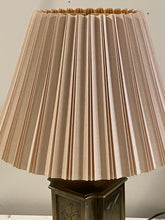 Load image into Gallery viewer, Vintage Brass Chinoiserie Etched Canister Lamp