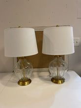 Load image into Gallery viewer, Pair of Glass Lamps with Gold Base
