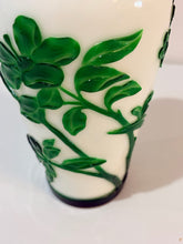 Load image into Gallery viewer, Vintage Peking Vase, White Base Glass & Carved Green Overlay