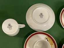 Load image into Gallery viewer, Prestige Cranberry & Gold Rim Espresso Set from Crown Porcelain