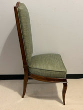 Load image into Gallery viewer, Six French Inspired Art Deco High Back Dining Chairs with Green Herringbone Tweed Upholstery