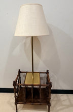 Load image into Gallery viewer, Bamboo & Brass Lamp Table with Magazine Storage on Casters from Frederick Cooper