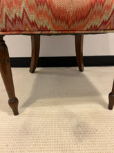 Load image into Gallery viewer, Pair of Orange & Cream Chevron Pattern Upholstered High Back Chairs