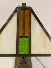 Load image into Gallery viewer, Pair of Tiffany Style Table Lamps with Mission Style Lamp Shades & Bronze Base